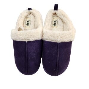 Floopi Womens Small Purple Plush Sherpa Lined Cozy Slippers Slip On NWOB